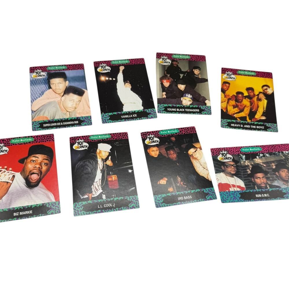 x8 1991 Pro Set Yo! MTV Raps Music trading cards various hip-hop artists.